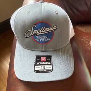 Spellman Signature Auctions Trucker Hat NWOT Richardson Syle 112 White Gray